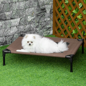 Udendørs hundeseng, robust hundeseng, 76x61x18cm, lavet af 600D Oxford i brun til hunde og katte