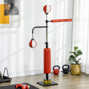Fritstående boksebold 140-205 cm højdejusterbar med 2 speedbolde, refleksstang og sugekopbase til voksne