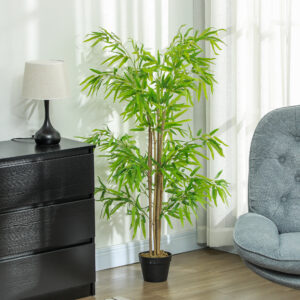 Kunstig bambus stor 150 cm kunstig plante, kunstige plastikplanter i potte, falsk bambusplante som ægte med kunstig mos til stue soveværelse kontor have moderne dekoration