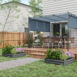 Sæt med 2 højbede af stål, plantebed, kold ramme, havebed, stikkontakt blomsterkasse, plantekasse 100x100x30cm til have, balkon, terrasse, køkkenhave til blomster, planter