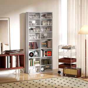CD DVD Blueray Hylde CD Stativ til op til 640 CD'er eller 360 DVD'er eller 430 Blu-rays Opbevaringsbogreol Mediehylde til Stuen 78,5 x 24 x 175 cm Hvid