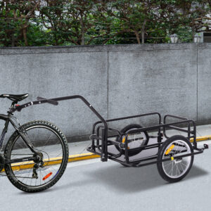 Cykeltrailer Cargo Trailer 40 kg Lastkapacitet, Transporttrailer med foldbar kobling, Sort, 155x71,5x77cm