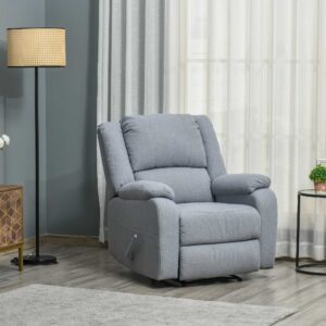 Lænestol med sidelomme, grå, polyester i linnedstil, 90 x 96 x 98 cm, ideel til stuen