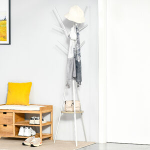 Stående knagerække til entreen Hvid metal 45x45x180cm til organisering af entreen
