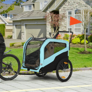 2-i-1 hundetrailer, cykeltrailer til hunde, hundevogn med reflekser, hundevogn maks. 30 kg, Oxfordstof, blå