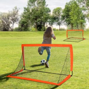 Fodboldmål Sæt med 2 Foldbare Minimål Af Metal Med Oxfordstof Til Børn Udendørs I Orange 183 x 90 x 90 cm