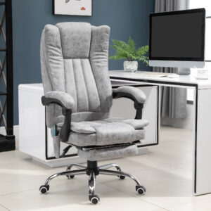 Massagestol Kontorstol Massagestol Varmefunktion Hvilefunktion Massagefunktion Fodstøtte Tyk Polstring Grå 62 x 67 x 113-120 cm