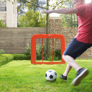 Rebounder til fodbold, foldbar, 5-trins højdejusterbar med beskyttelseskant, pløkker, reboundvæg, net til håndbold, volleyball, basketball, rød