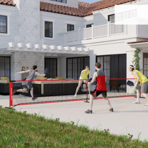 Pickleball Net Bærbart Sæt 6,7 m Pickleball System med Net, Banemarkørsæt, Boldopsamler, Fire Bolde og Bæretaske til Udendørsbrug, Indkørsel