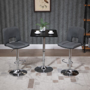 Barbord Højdejusterbart Ståbord med Drejbar Bordplade, Skridsikkert Køkkenbord til Stue, Spisestue, Sort, 60 x 60 x 69-93 cm