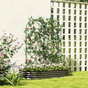 Metalespalier sæt med 2 til plugging, rustfri, espalier til klatreplanter, 50x150 cm haveespalier til stueplanter, planteespalier til tomater, grøntsager, blomster, klatreplanter, sort
