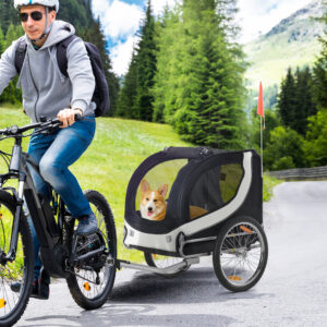 Hundetrailer cykeltrailer hundetransporter cykel hvid+sort 130x73x90cm