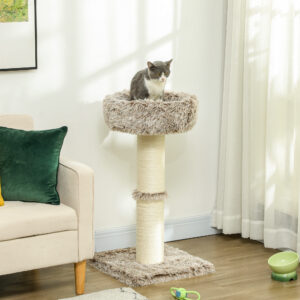 Kradsetræ 87 cm højt kradsetræ med seng, tyk stamme, kradsetræ til katte med sisal kradsetræer, til katte op til 6 kg, indendørs, brun