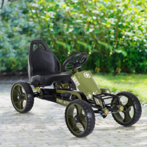 Gokart Pedalbil med Håndbremse og Justerbart Sæde til Alder 3 og opefter, Grøn, 105 x 54 x 61 cm