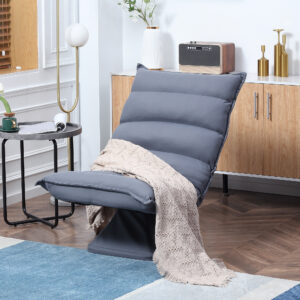 Gulvsofa Gulvstol med Justerbar Ryglæn, Roterende Meditationstol, Afslappende Stool, Mikrofiberklud, Grå, 62 x 62 x 95 cm