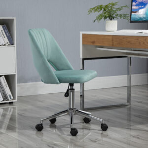 Skrivebordsstol, Højdejusterbar Hjemmekontorstol uden Armlæn, Drejelig Kontorstol med Fløjlslook, Ergonomisk Makeupstol til Soveværelse, Arbejdsværelse, Grøn