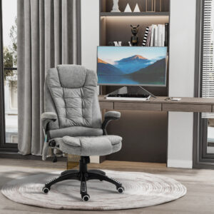 Kontorstol med Massage- og Varmefunktion, Ergonomisk, Højdejusterbar, Glat, 6 Massagepunkter, 68B x 72D x 110-120H cm, Grå