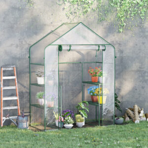 Polytunnel Drivhus Walk-in Tomatdrivhus 142x73x195cm med 6 Hylder, Transparent til Have og Planter