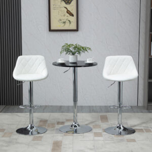 Rundt Barbord Højdejusterbart Drejebord Stål Sort Ø61x70-97cm