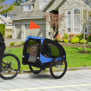 Hundetrailer, Sammenklappelig Cykeltrailer til Hunde, Hurtigudløser, Vandafvisende, Oxfordstof, Stål, 140 x 71 x 83 cm, Blå