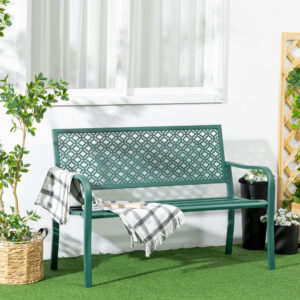 Havebænk, 280 kg lasteevne, mørkegrøn, 127 x 63 x 83 cm, vejrbestandig og stabil, ideel til terrasse og have
