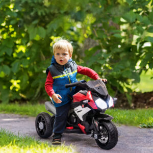 Børne Elmotorcykel 6V Børnemotorcykel Elbil med Musikforlygter til Børn 3-5 År Plastik Metal Sort Rød 3 km/t