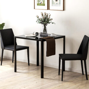 Spisebord Firkantet Køkkenbord til 4 Personer, Spisebord i Hærdet Glas, Belastningskapacitet op til 80 kg, Til Køkken, Spisestue, 75 x 75 x 75 cm, Sort