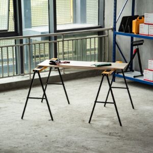 Arbejdsbænk Savbukkestativ Sammenklappelig Skridsikker Stål i Orange og Sort 99,5 x 50 x 78 cm med 125 kg Bæreevne