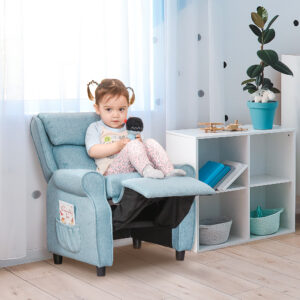 Børnesofa med justerbar lænestol og fodstøtte, blå, til 3-5 år, 58x53x70cm