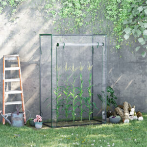 Drivhus drivhus tomathus 100x50x150cm med rulleport, stål og plast, transparent til plantedyrkning