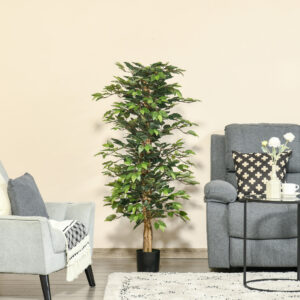 Kunstig Ficustræ Stor 150 cm Kunstigt Træ, Kunstig Plante, Kunstige Plastplanter i Potte, Falsk Plante Som Ægte Til Stue Soveværelse Kontor Have Moderne Dekoration Gave
