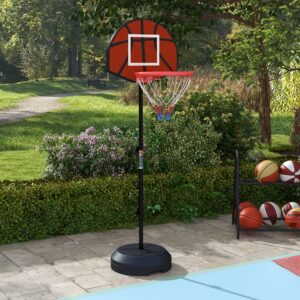 Basketballkurv, højdejusterbar 129-179 cm med stativ, inklusive magnetisk dartskive til indendørs og udendørs brug