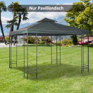 Udskiftningstag til pavillon 3x3m vandafvisende pavillontag til metalpavillon pavillon udskiftningstag havepavillon festtelt havetelt polyester trækulsgrå