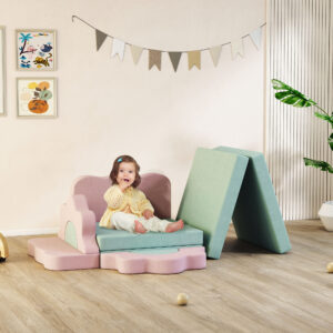 12-delt sæt med skumklodser til klatring, byggeri, kravletræning, indendørs legemåtter med corduroy-betræk, grøn+pink