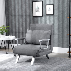 Sovesofa med armlæn 3-i-1 sovestol gæsteseng sammenklappelig madras sammenklappelig seng chaiselong multifunktionel linnedlignende polyester grå 65 x 69 x 80 cm