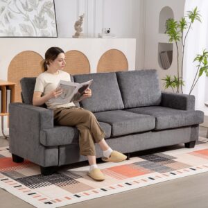 3-personers sofa, stuesofa til 3 personer, stofbetræk, stålstel, polstret sofa, grå