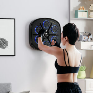 Musikboksemaskine, Rytmisk Bokseapparat, 9 Tilstande, Bluetooth, LED-Lys, Med Boksehandsker, Sort