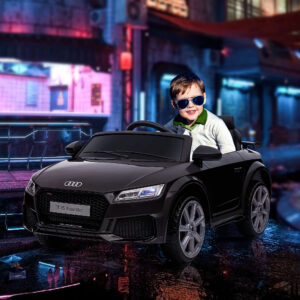 Audi elbil til børn med 2.4G fjernbetjening, musik, horn, LED, USB, til børn 3-5 år, sort