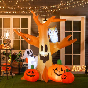 Halloween Oppustelig Hjemsøgt Spøgelses Luftfigur Lysende Dekoration 120/240 cm (Opusteligt Hjemsøgt Træ)