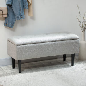 Opbevaringsbænk, Velour Look, 95x38x45cm, Grå