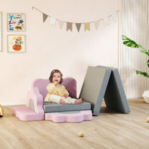 12-delt sæt med skumklodser til klatring, byggeri, kravletræning, indendørs legemåtter med corduroy-betræk, grå+pink