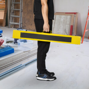 Sæt med 2 savbukke arbejdsbænk donkraft foldbar skridsikker stål gul sort 100 x 49 x 62-90 cm lasteevne 100 kg