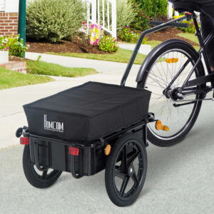 Cargo Trailer, Cykeltrailer, Aftagelig Kurv, Universal Anhængertræk, Op til 40 kg, Stål, Sort, 144 x 59 x 80 cm
