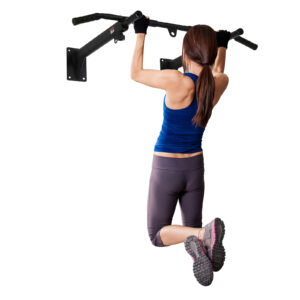 Vægmonteret pull-up-stang med øjer til boksebold, robust stålkonstruktion, sort, 93,5 x 65 x 17 cm
