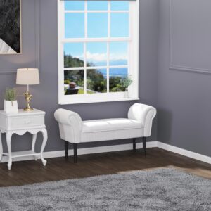 Sengebænk, Polstret Bænk, Siddebænk, Entrebænk til Soveværelse, Belastningsevne op til 130 kg, Kanvasstof, Grå, 102 x 36 x 51 cm