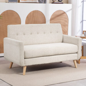 To-personers sofa, komfortabel, 134x71x82 cm, beige