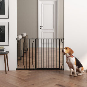 Hundegitter, Klemmemontering, Justerbar Længde, Stål/ABS, 75-115 x 76 cm, Sort