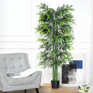 Kunstig plante 180 cm kunstigt bambustræ med plantekasse, bedragerisk ægte, nem at passe, ideel til stuer