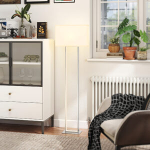 Moderne Gulvlampe, 3 Indstillinger, Fodkontakt, Justerbar Lysstyrke, Hørlook, Hvid