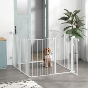 Hvalpegård, modulært design, foldbar, stålramme, indendørs, hvid, 90 x 123 x 102 cm